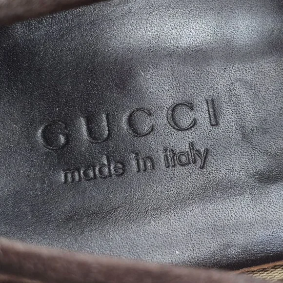 Gucci Italy Brown Suede Leather Driving Loafers Mens 8 Designer Dress Loafers - Picture 10 of 11